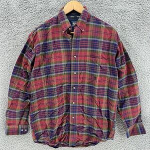 Wrangler 20X Shirt Mens L Red Tartan Plaid Long Sleeve Button Down Western